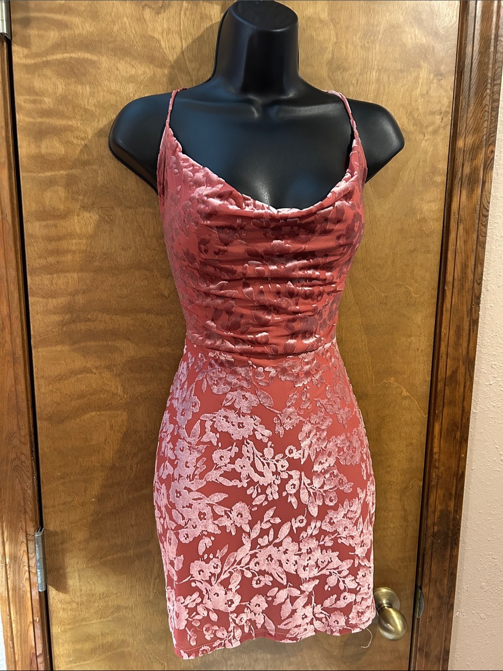 Pink Floral Velvet Slip Dress - Homecoming